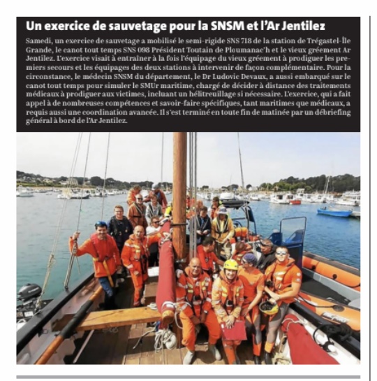 Un exercice de sauvetage pour la SNSM et l'Ar Jentilez